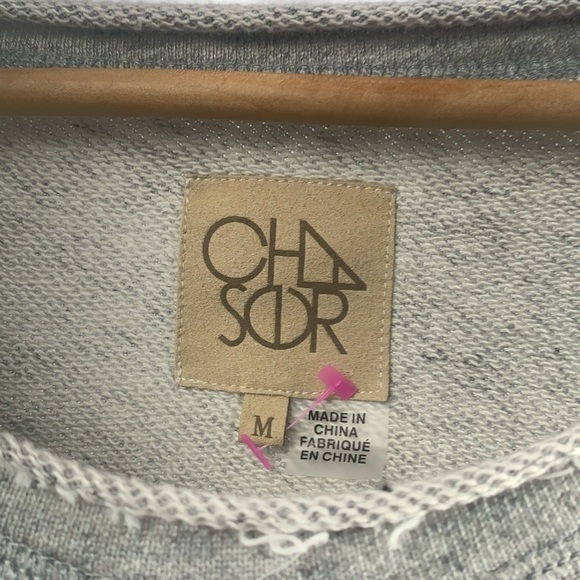 NWT Chaser Linen French Terry Short Sleeve Raw Edge Raglan Pullover in Grey M - Picture 5 of 9